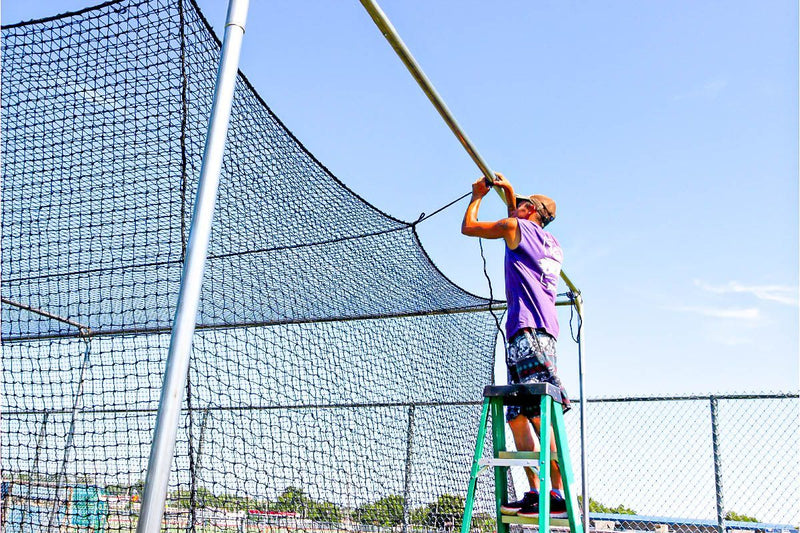 Installation of a Baseball Batting Cage Hitting Net