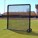 8x8 Premier Commercial Steel Fielder Protection Screen with Black Frame Padding and Wheels