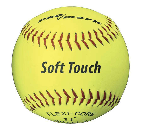 11" Optic Yellow Soft Touch Softball  1 Doz.