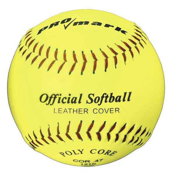 12" Optic Yellow Leather Softball  NFHS Approved 1 Doz.