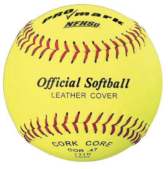 12" Official Optic Yellow Leather Softball  NFHS Approved 1 Doz.