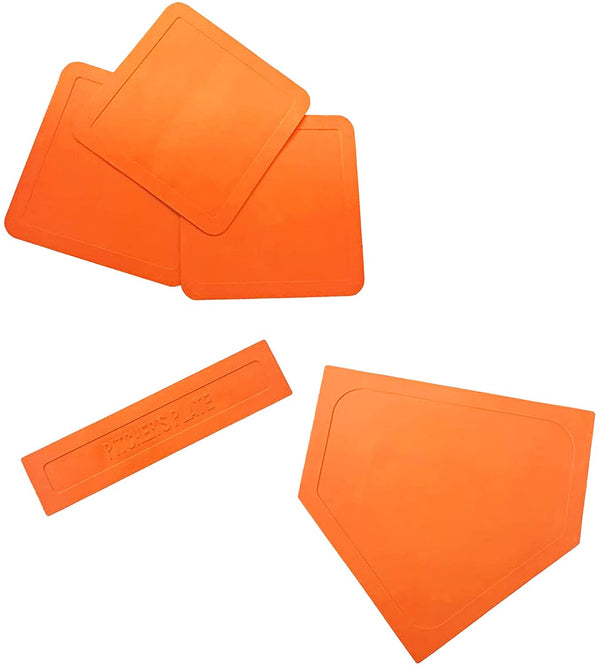 Orange Home Plate, Base Set and Pitchers Rubber - 5 pcs.